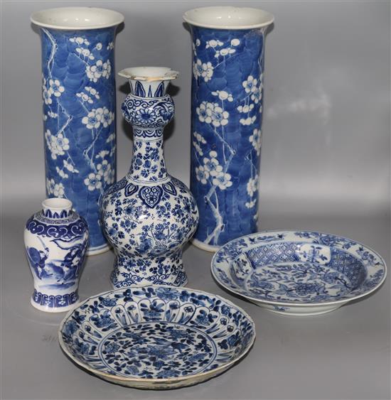 A collection of Oriental blue and white ceramics
